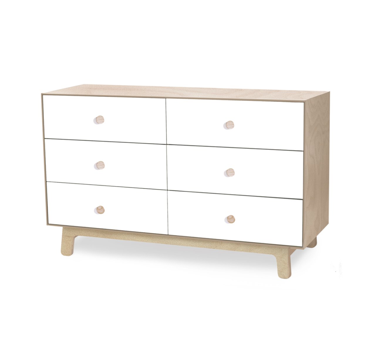 Commode Merlin Sparrow 6 tiroirs - Blanc/Bouleau